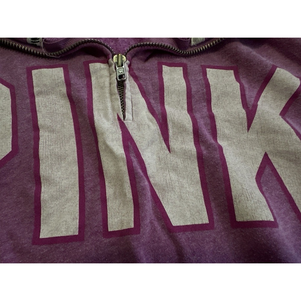 PINK Victoria's Secret Quarter Zip Pullover Sweatshirt Pink Women's Size Medium - Picture 6 of 14